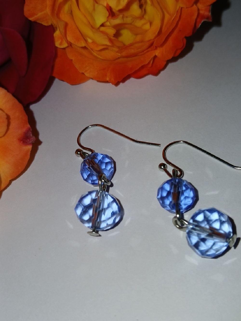 Blue Faceted Crystal Drop Earrings - Women Jewelry